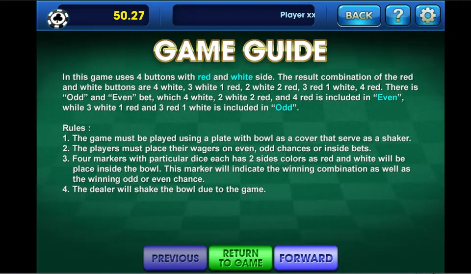 Sedie Game Guide on 3Win8 explaining the four red-and-white buttons and which combinations count as Odd and Even