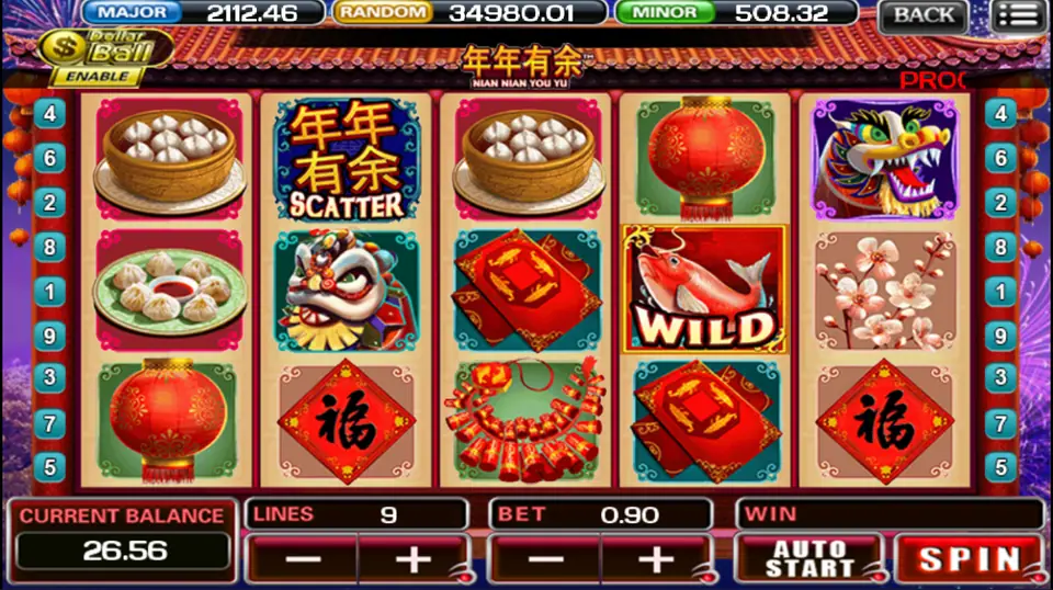 Nian Nian You Yu reels on ACE333 with the koi Wild, the gold Scatter, steamed buns and the Major, Random and Minor meters