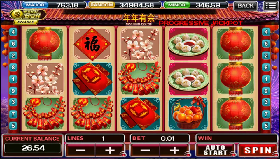 Nian Nian You Yu after a spin with firecrackers, dumplings and a dragon head on reel 4