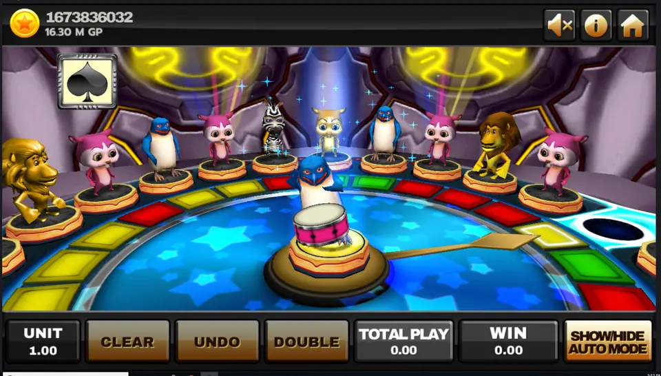 Close view of the Animal Party ring with a penguin on the drum in the middle
