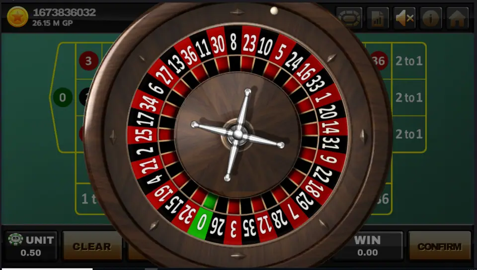 Lucky Roulette wheel spinning over the layout with a single green zero