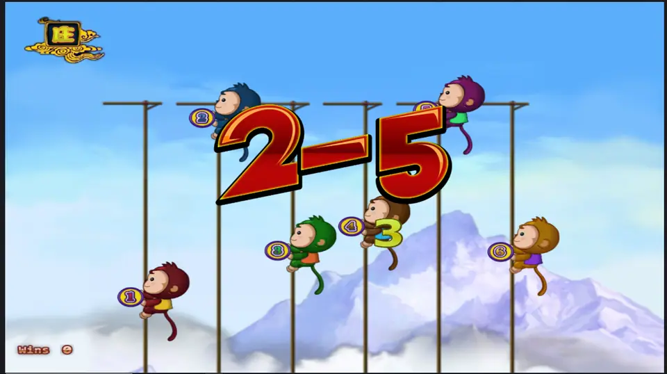 Monkey Thunderbolt race result 2-5 shown over the monkeys near the top of the poles