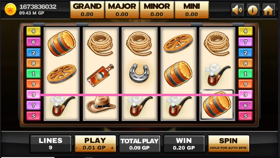 A win on line 3 in Silver Bullet with a pink line across the bottom row