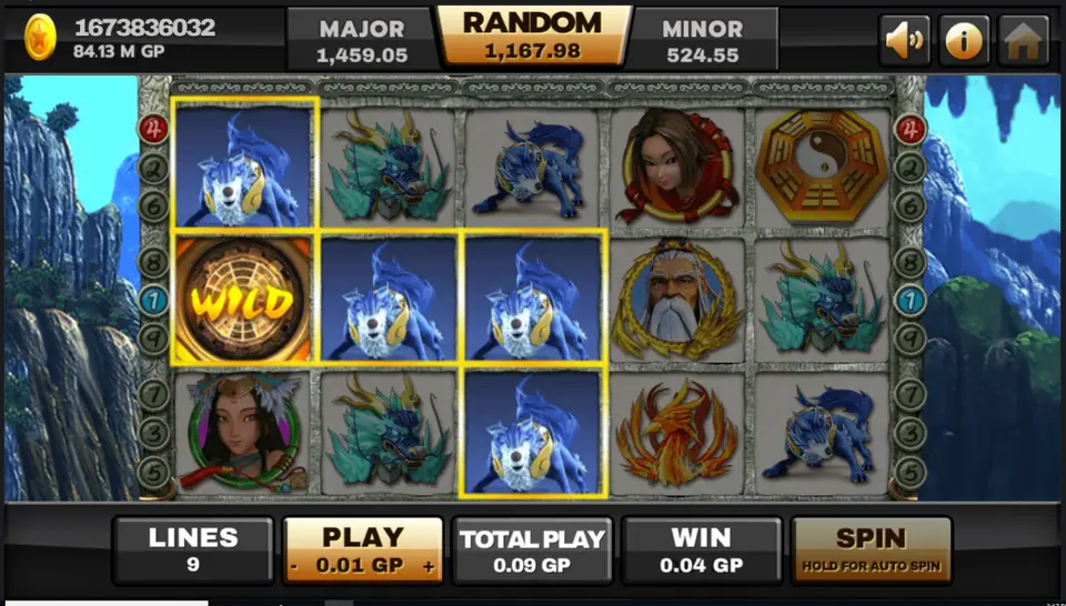 Ba Gua wild helping three blue beasts to a 0.04 win in Thun Ten God