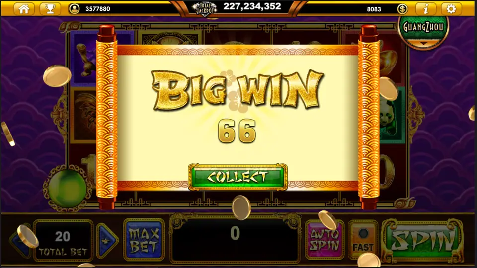 Big Win 66 banner on a scroll with a Collect button