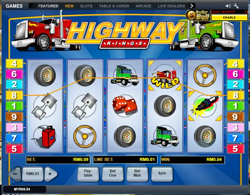Highway Kings on LPE88 with the truck wild helping line 8 win RM0.04