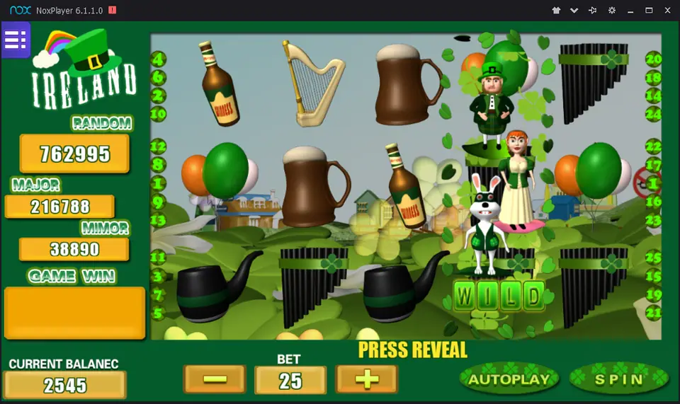 Ireland slot on Mega888 with a full-reel wild of a leprechaun, a red-haired lady and a rabbit on reel 5, plus harp, pints and pipes